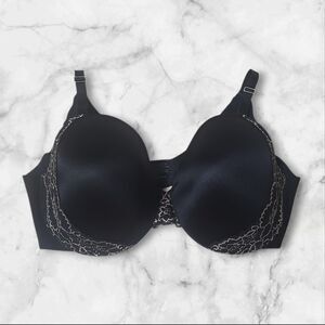 Soma Vanishing Back Full Coverage Lace Bra 38DD Underwire Black With Lace Trim